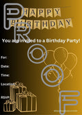 Gold & Black Birthday Party Invitation: Simple, Reusable (PDF Digital Download)
