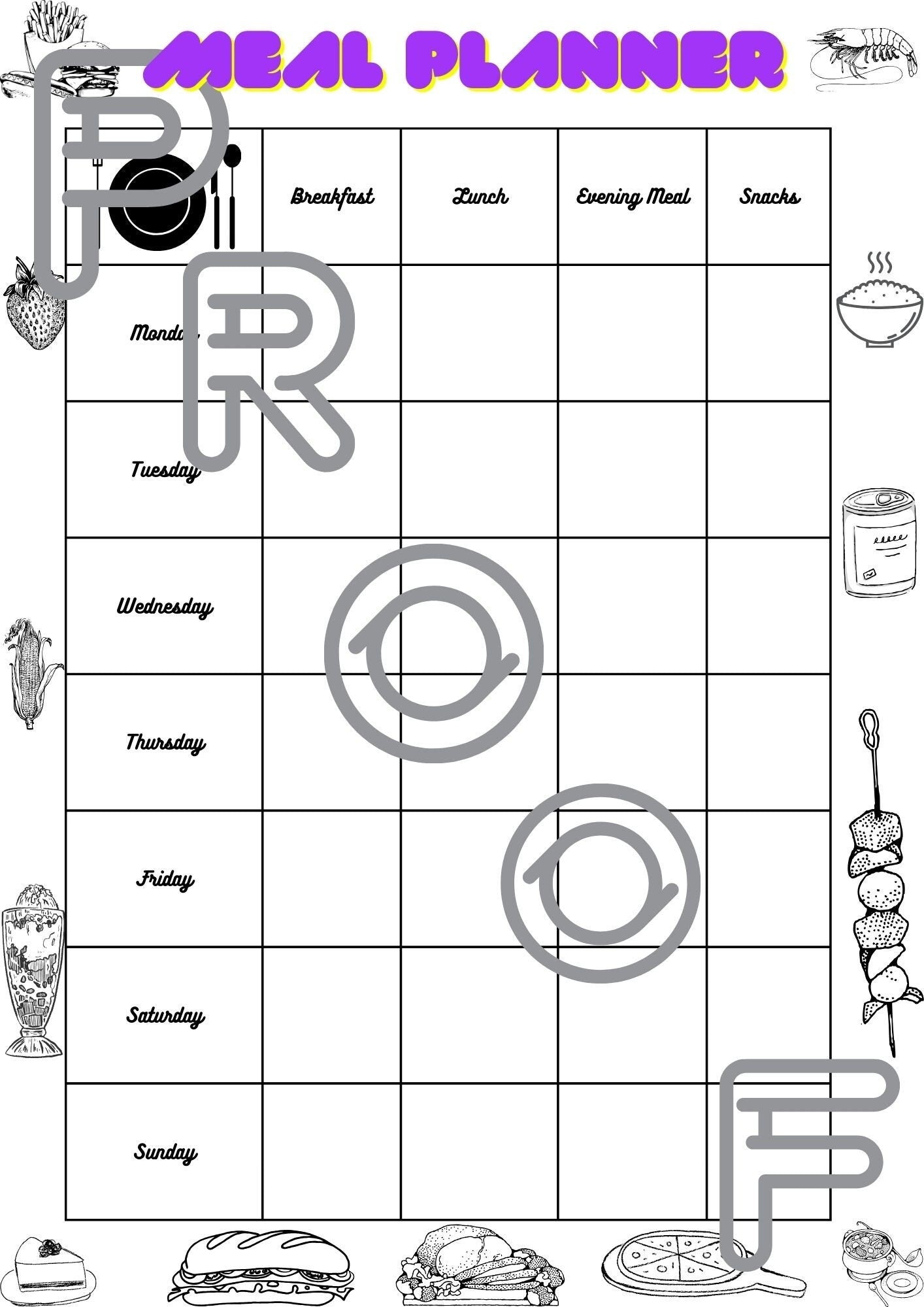 Weekly Meal Planner: Family Budget Printable Template (A4 Digital Download)