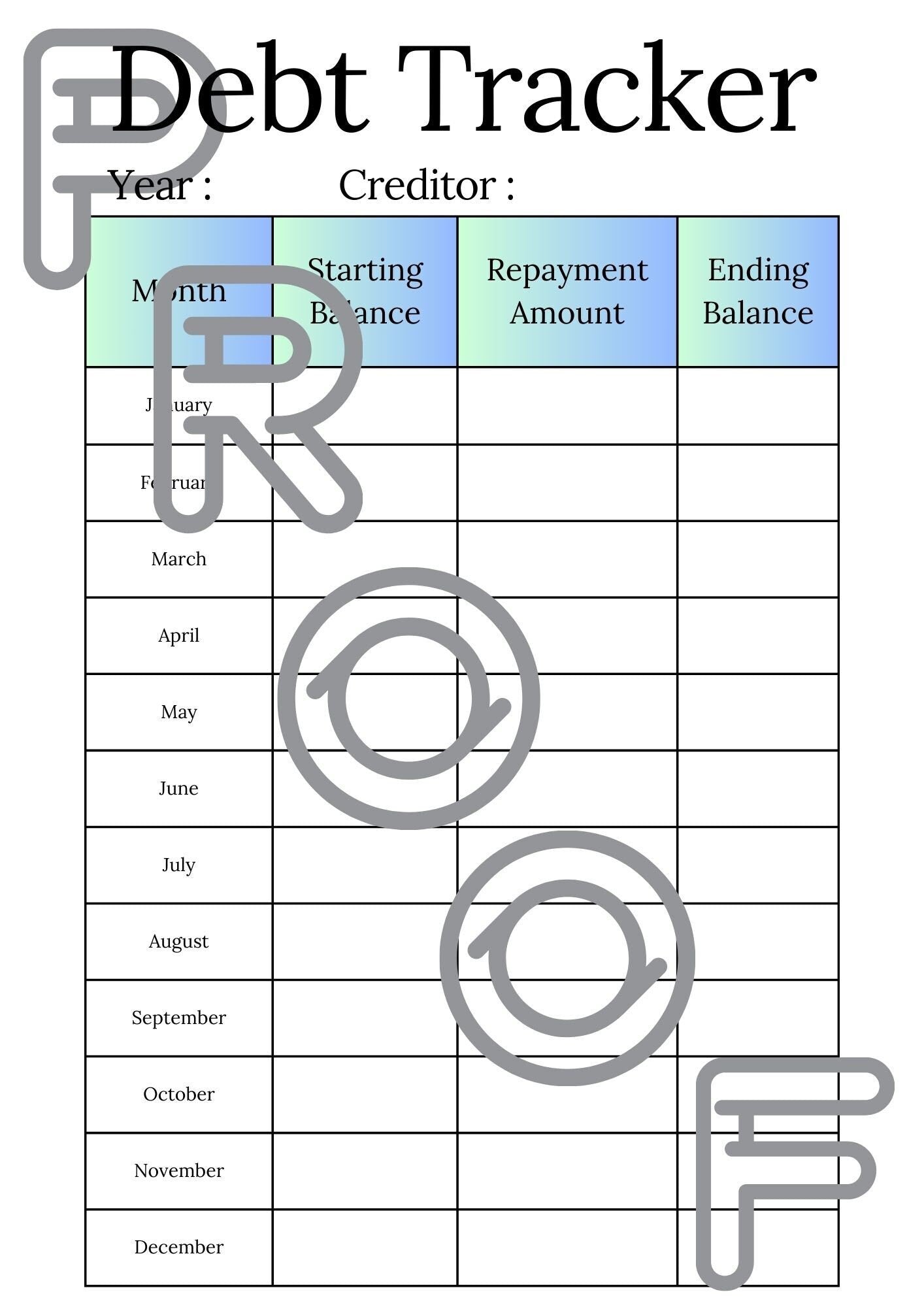 Debt Tracker Printable: Monthly Repayment Planner (Digital Download)