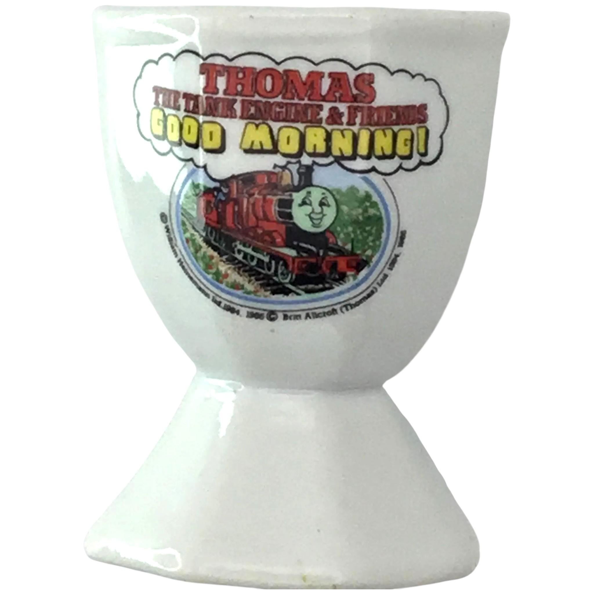 Vintage Thomas The Tank Engine White Eggcup: 1986 Collectible Kids TV Show