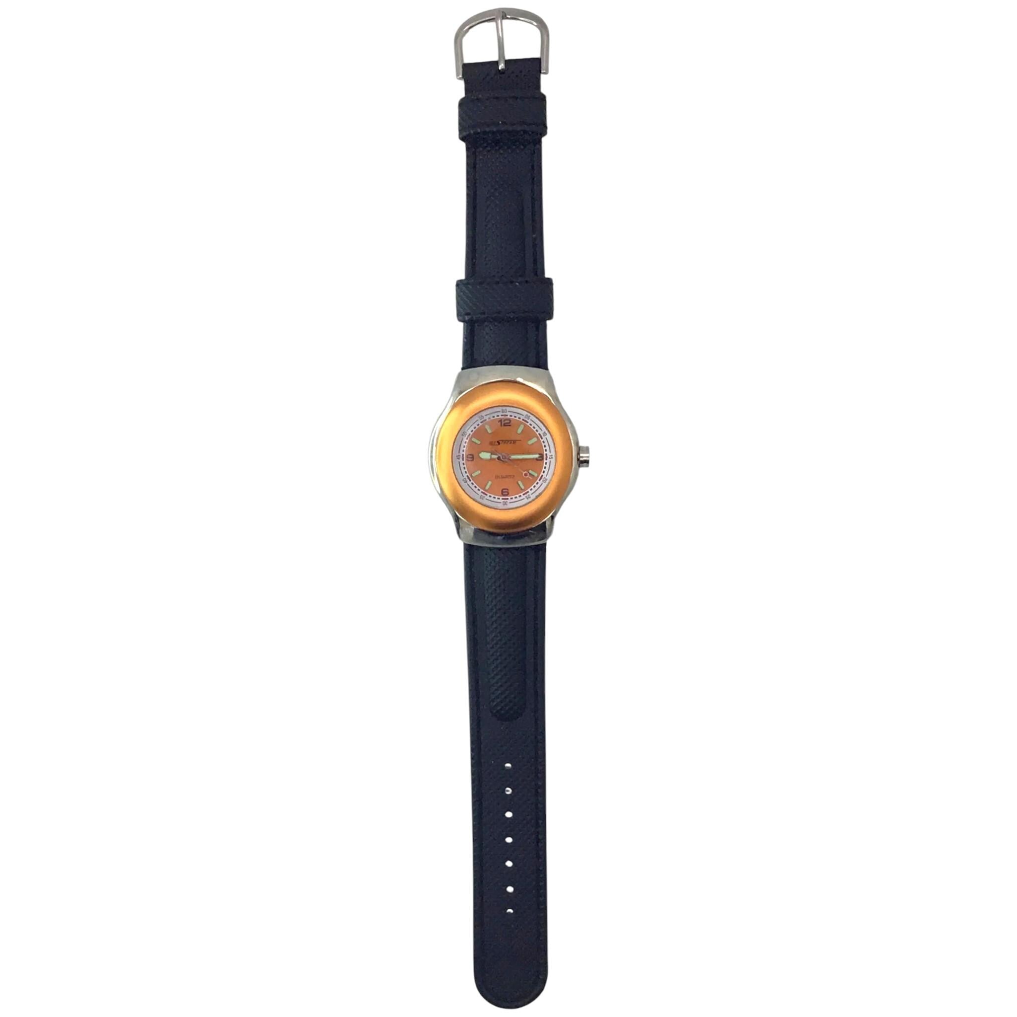 Vintage JetStream Quartz Watch: Orange & Black, Stainless Steel Back wristwatch
