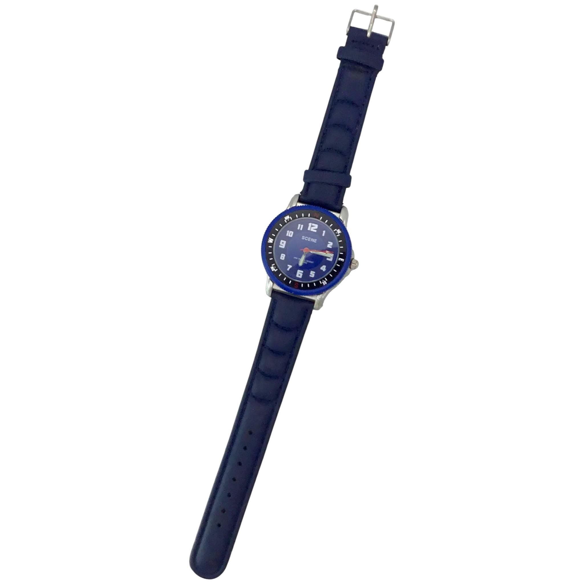 Scene Quartz Blue Men’s Watch: 1990s Collectible Timepiece