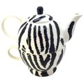 Royal Norfolk Zebra Teapot with Cup: Black & White Stripe Tea for One