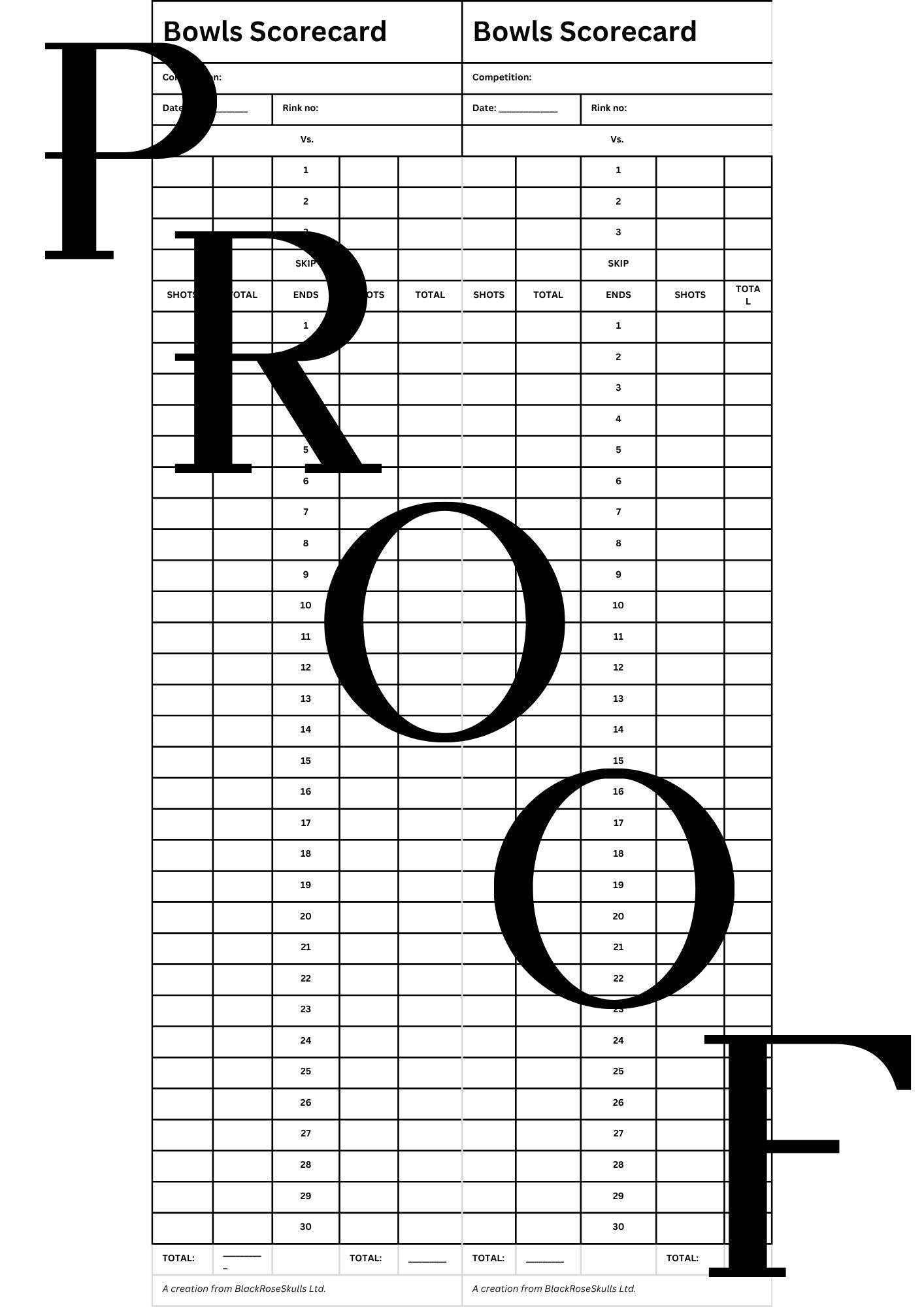 Lawn Bowls Scorecard: Minimalist Tally Tracker (PDF)