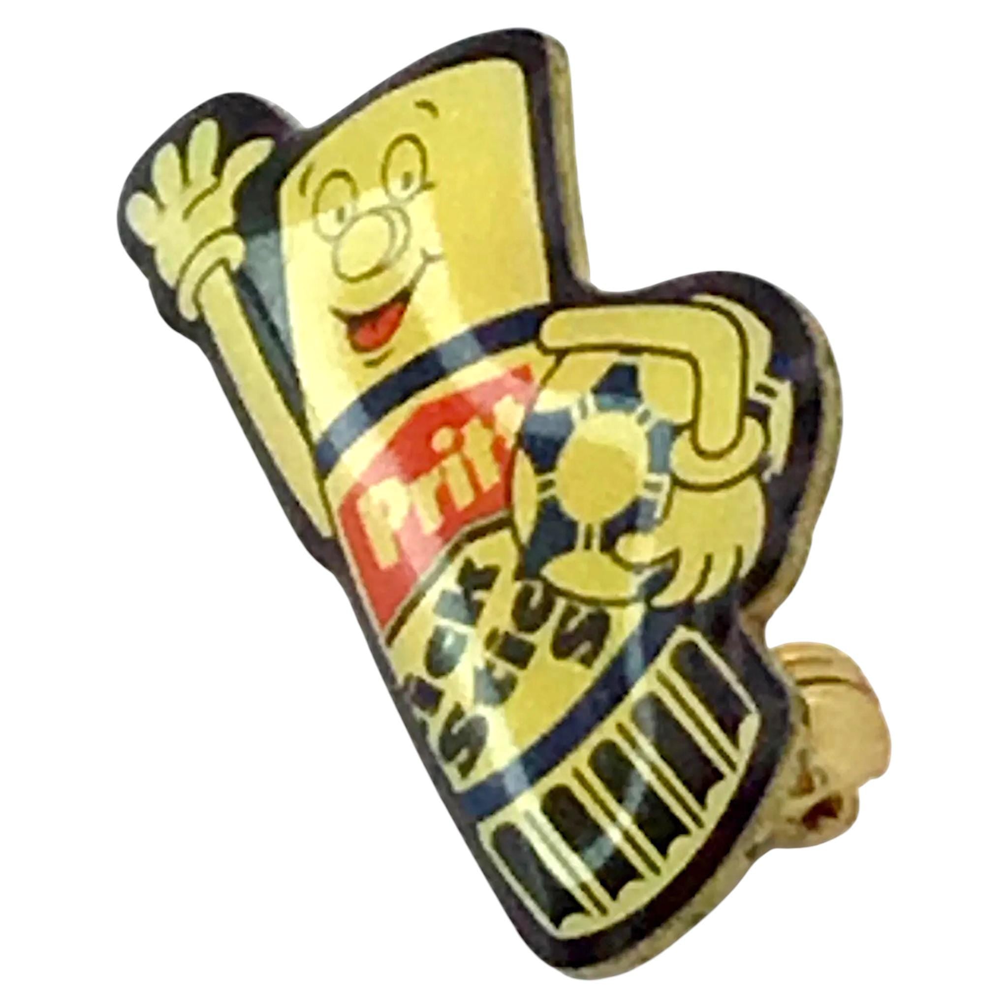 Vintage Pritt Stick Glue Football Small Pin Badge 1990s Discoloured