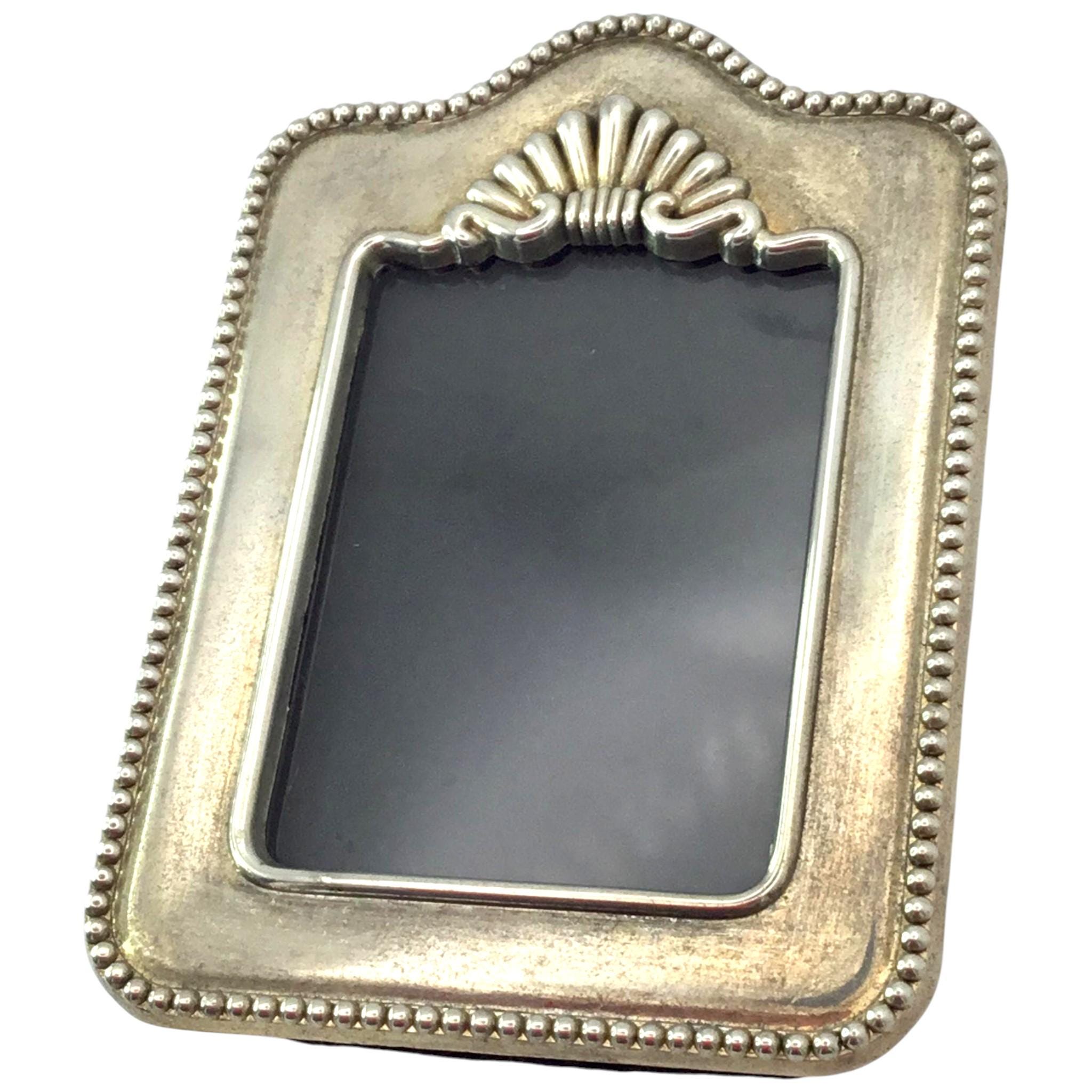 Vintage Art Deco Silver Plated Photo Frame: Black Velvet Back, Tabletop Small