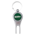Vintage Today's Golfer Magazine Keyring: Silver Tone Metal Golf Tee Collectible