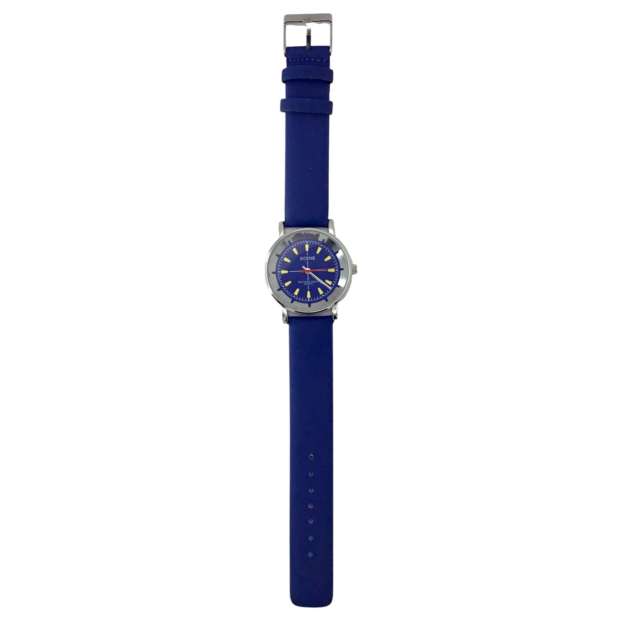 Scene Blue Men's Watch: Stainless Steel Back, Water Resistant Wristwatch