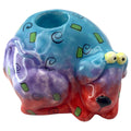 Studio DesignWorks Floppy Dogs Candle Holder: Ceramic Hand-Painted Pottery Blue/Purple/Red
