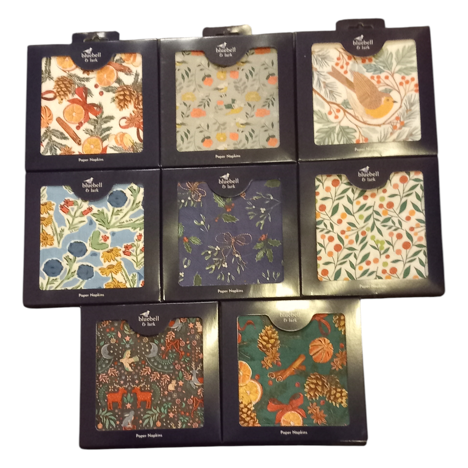 Festive Paper Table Napkins - Bluebell & Lark Plastic-Free 3ply 33cm x 33cm Xmas