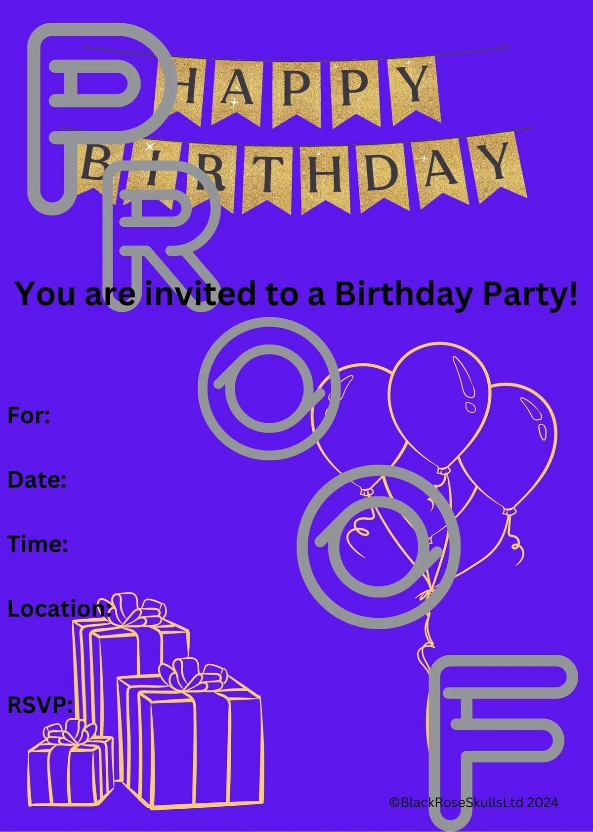 Birthday Party Invitation: Simple Reusable PDF (Digital Download) - Purple Violet