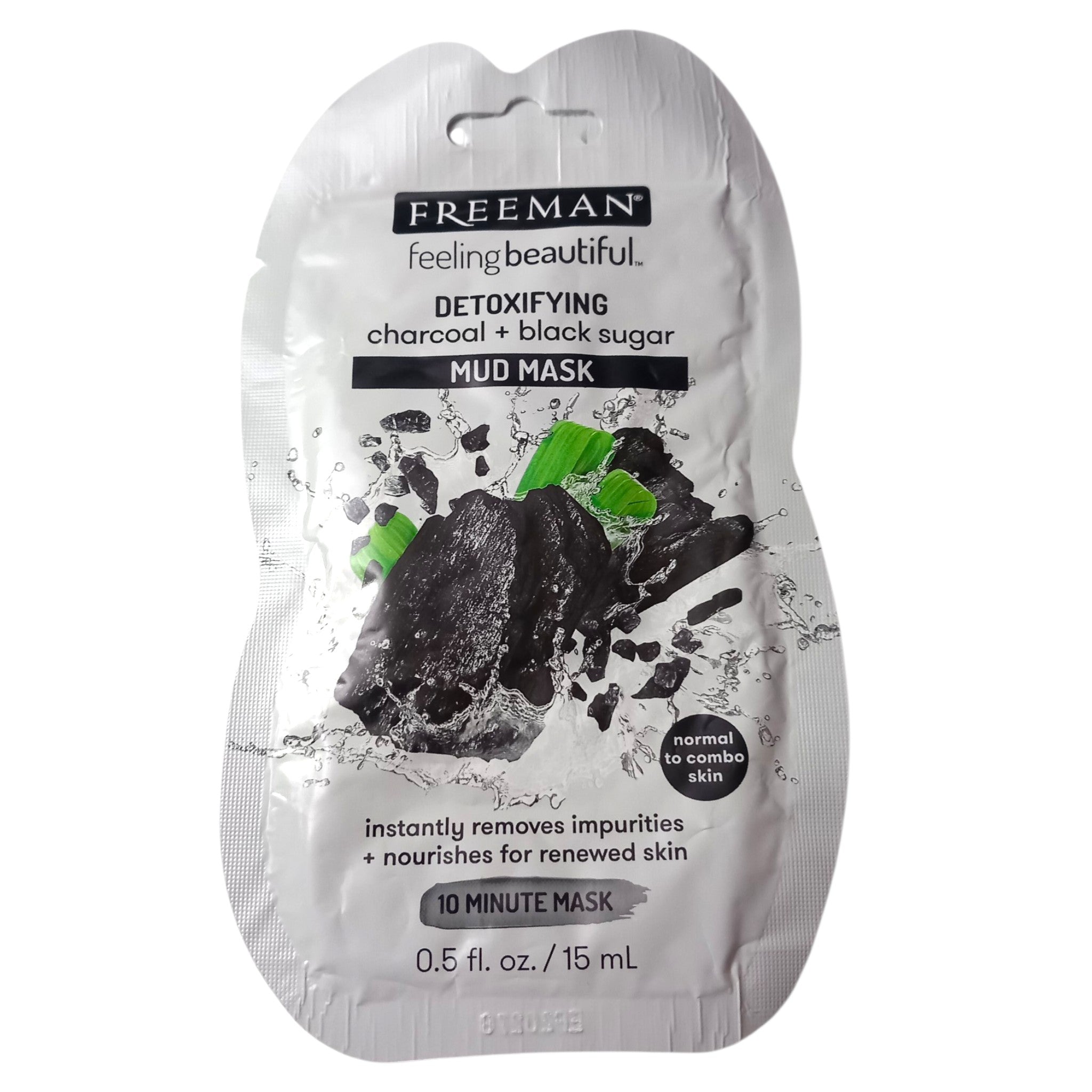 Freeman Mud Face Mask Detox Charcoal Black Sugar Normal Combo Skin Impurity 15ml