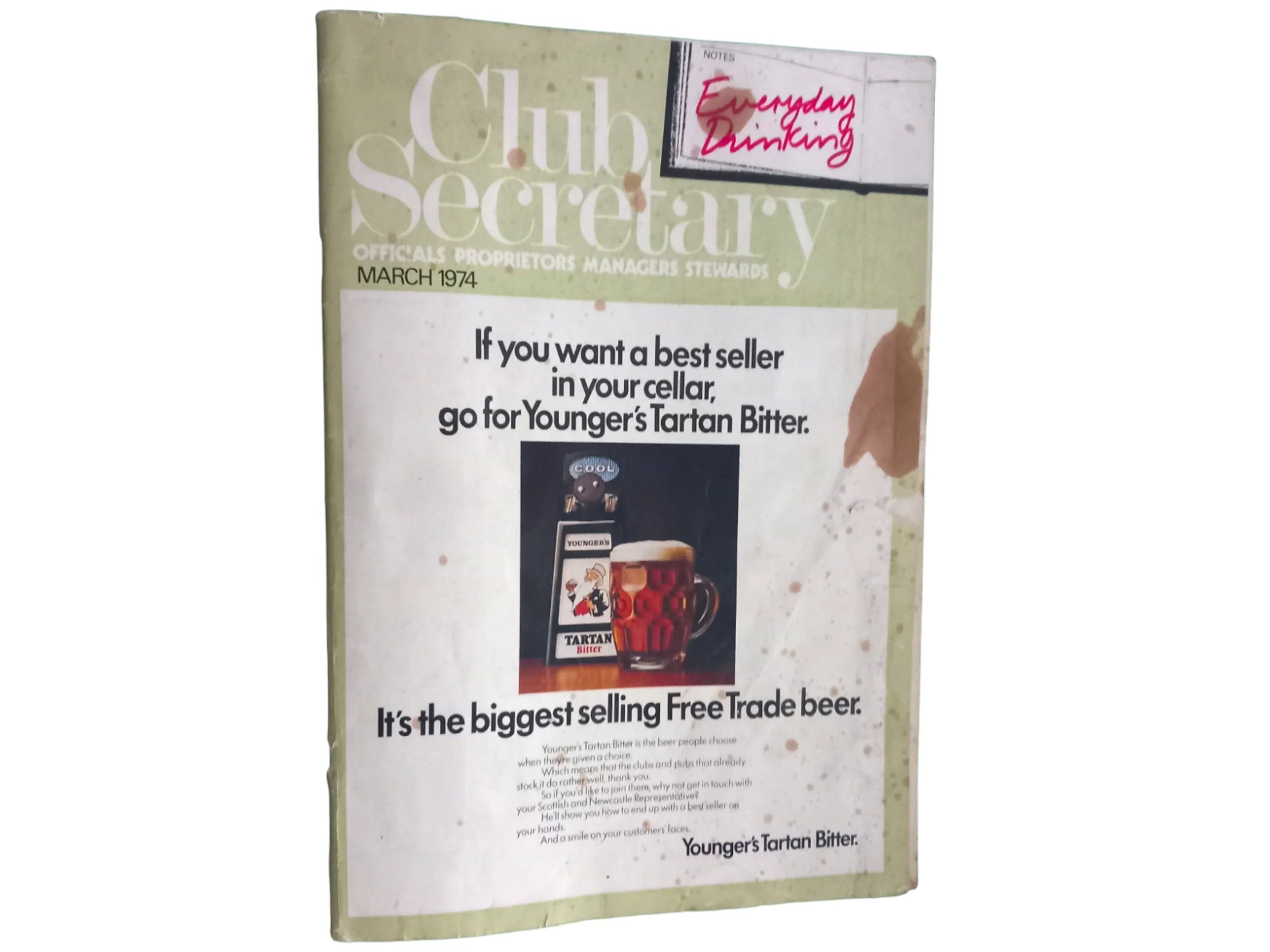 Club Secretary Magazine March 1974 Officials Proprietors Managers Stewards Subscription United Trade