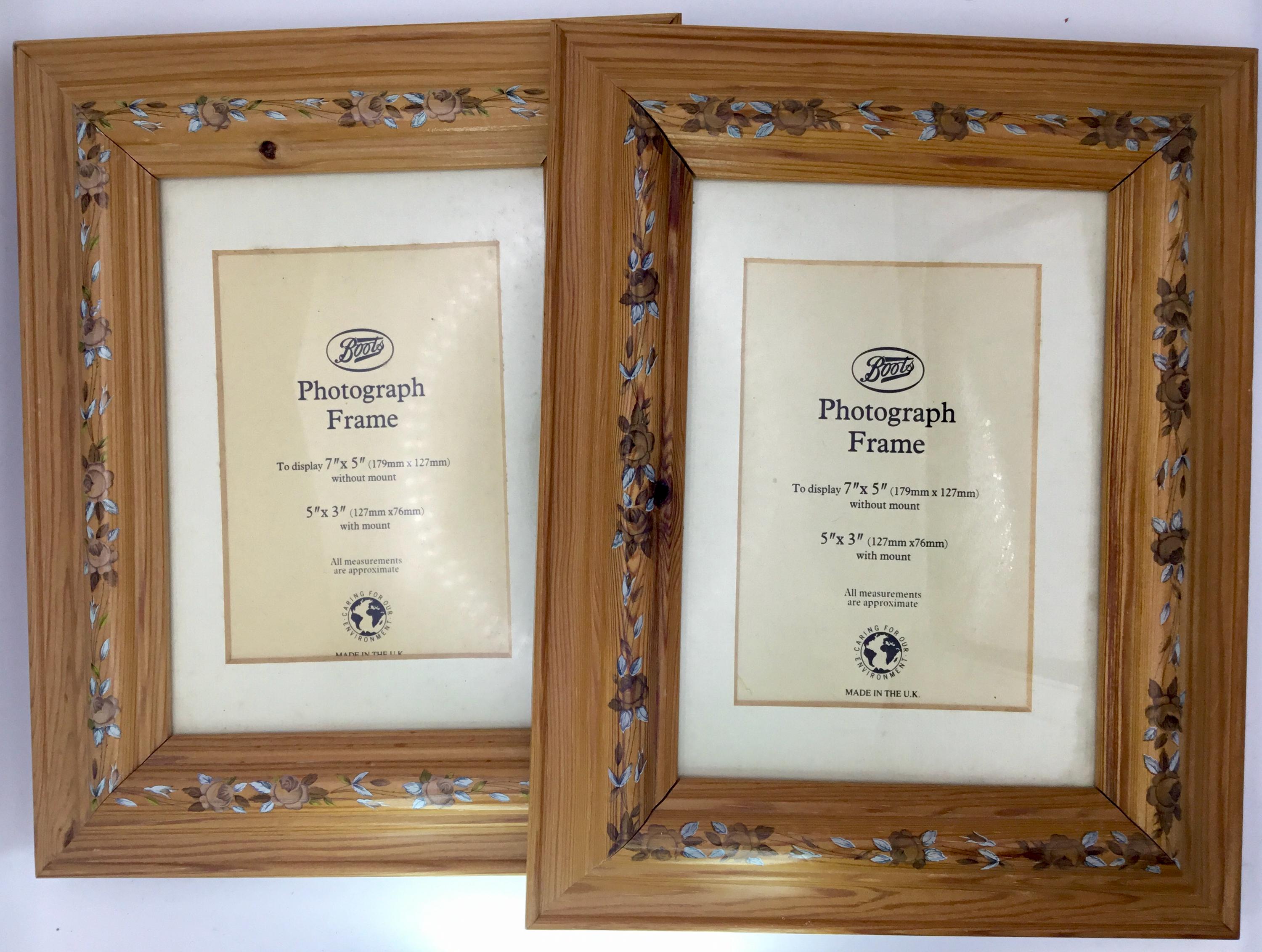 China Rose Wooden Photo Frames (Pair): Illustrated Picture Display, Made in UK
