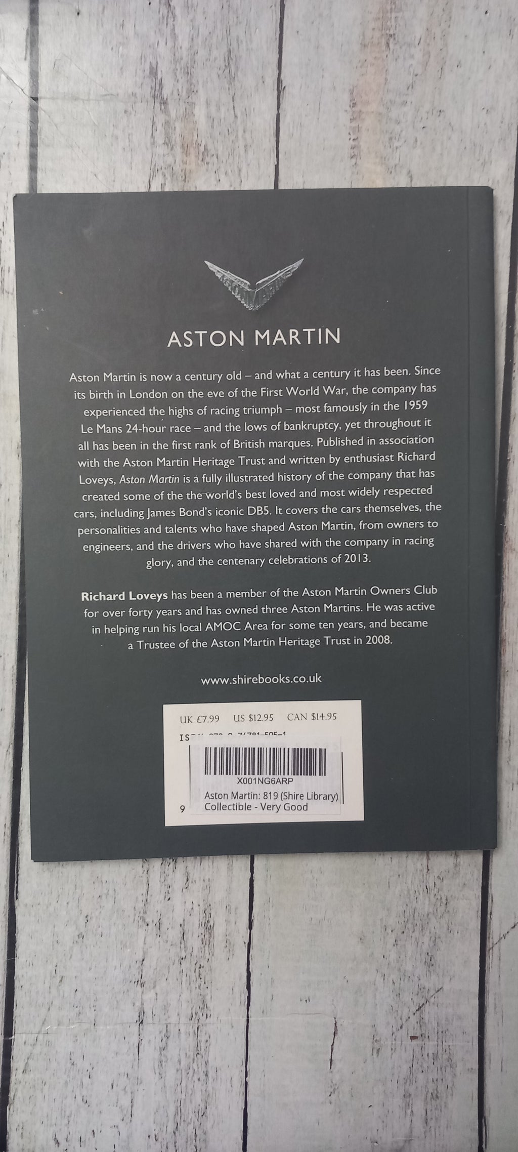 Aston Martin by Richard Loveys Paperback Book Used Very Good Condition