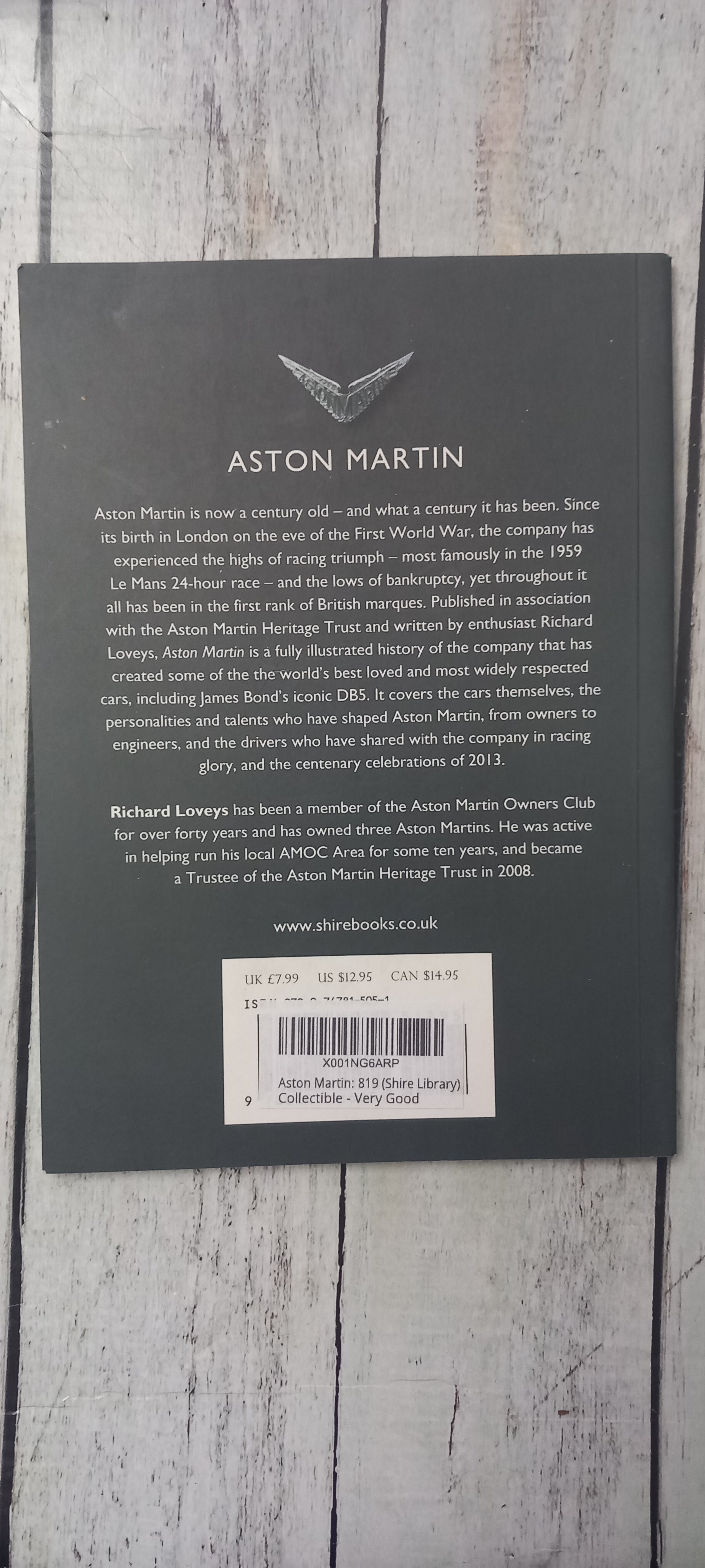 Aston Martin by Richard Loveys Paperback Book Used Very Good Condition