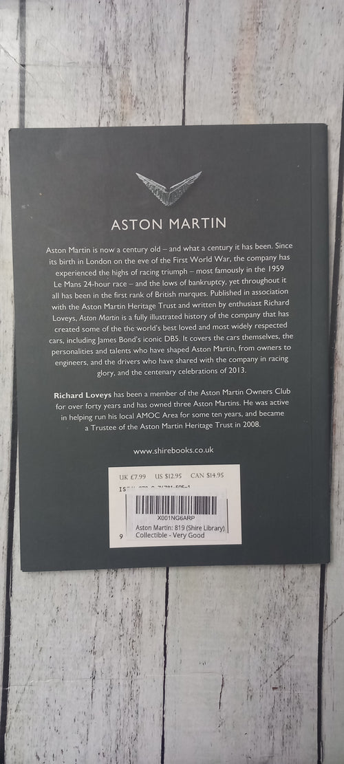 Aston Martin by Richard Loveys Paperback Book Used Very Good Condition