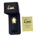 Vintage Limit Ladies Watch: Slim Black Leather Strap, Rectangular White Face Wristwatch