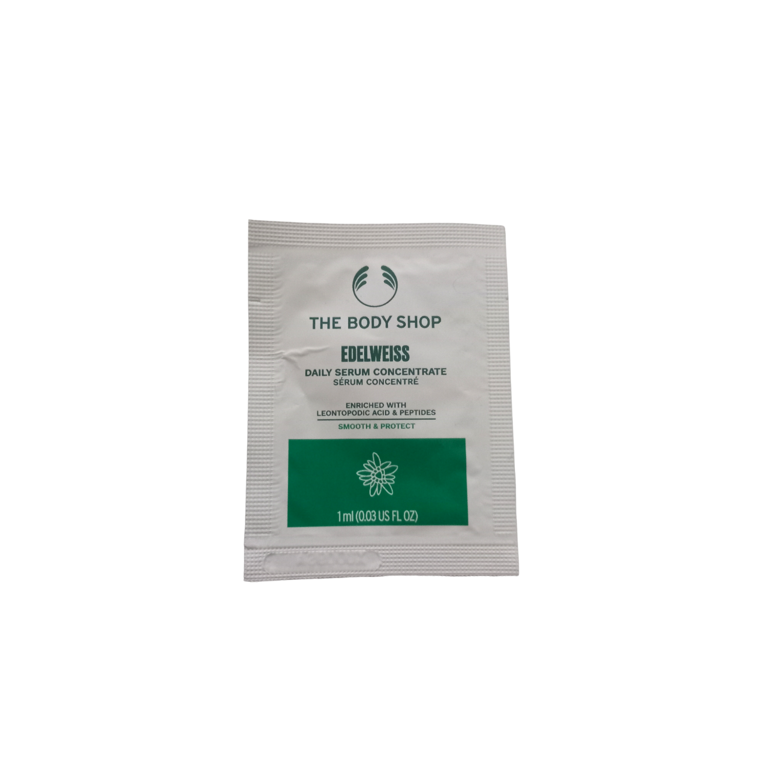 Body Shop Edelweiss Concentrate 1ml Sample Sachet Daily Serum Skin Smooth Face