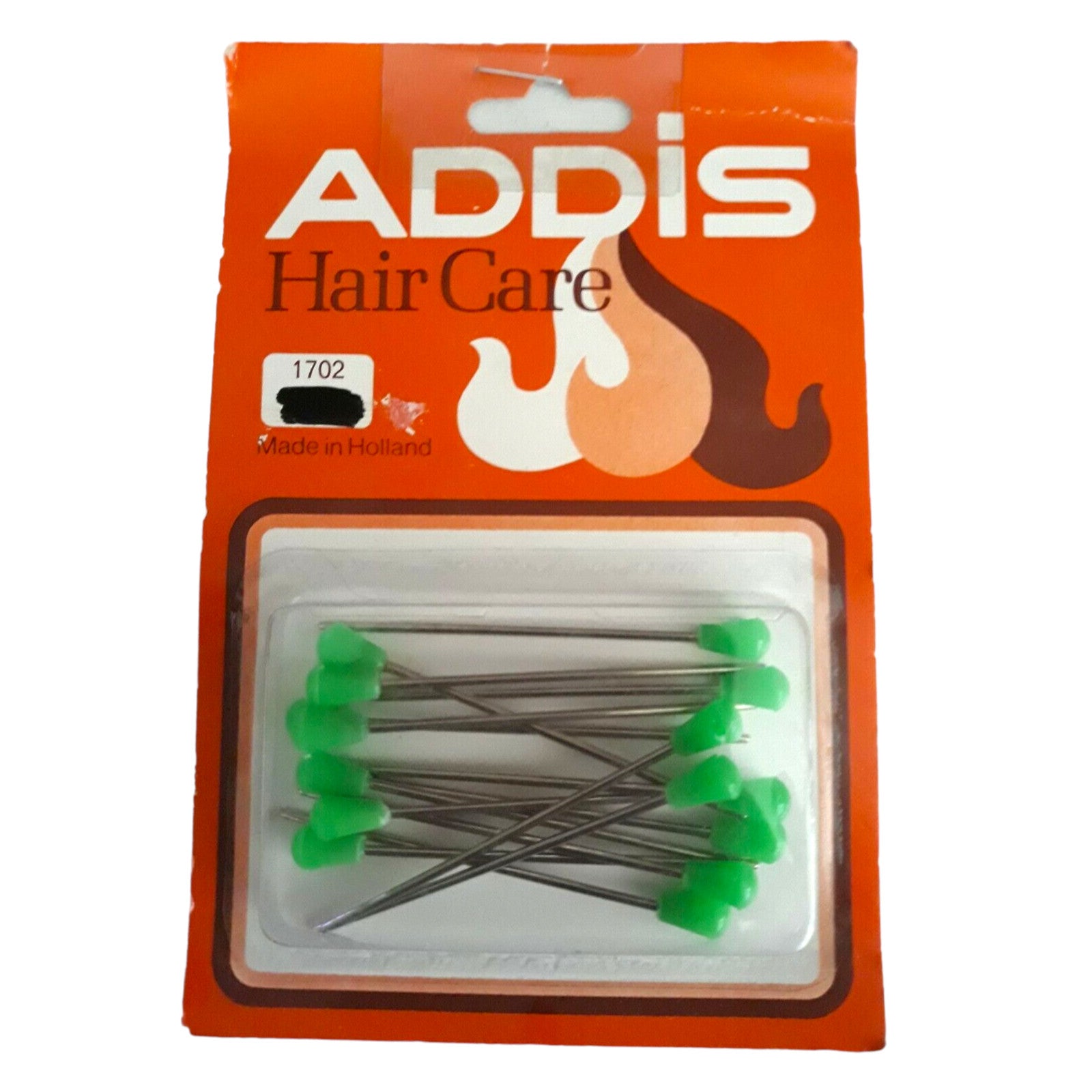 Addis Hair Pins Green 1x Pack of 15 Roller Styling Care Tips 6cm Fastener Metal