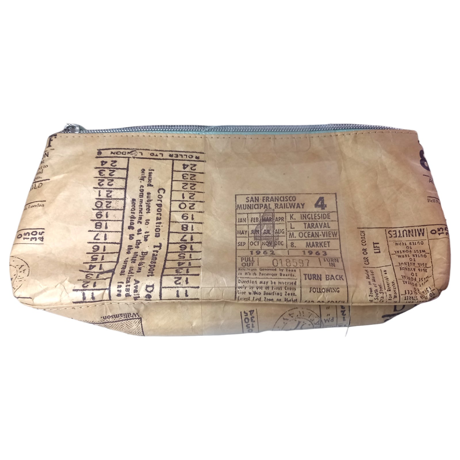Boots Small Cosmetics Bag Scrap That Brown Paper Ticket Design Make-up Case Zip