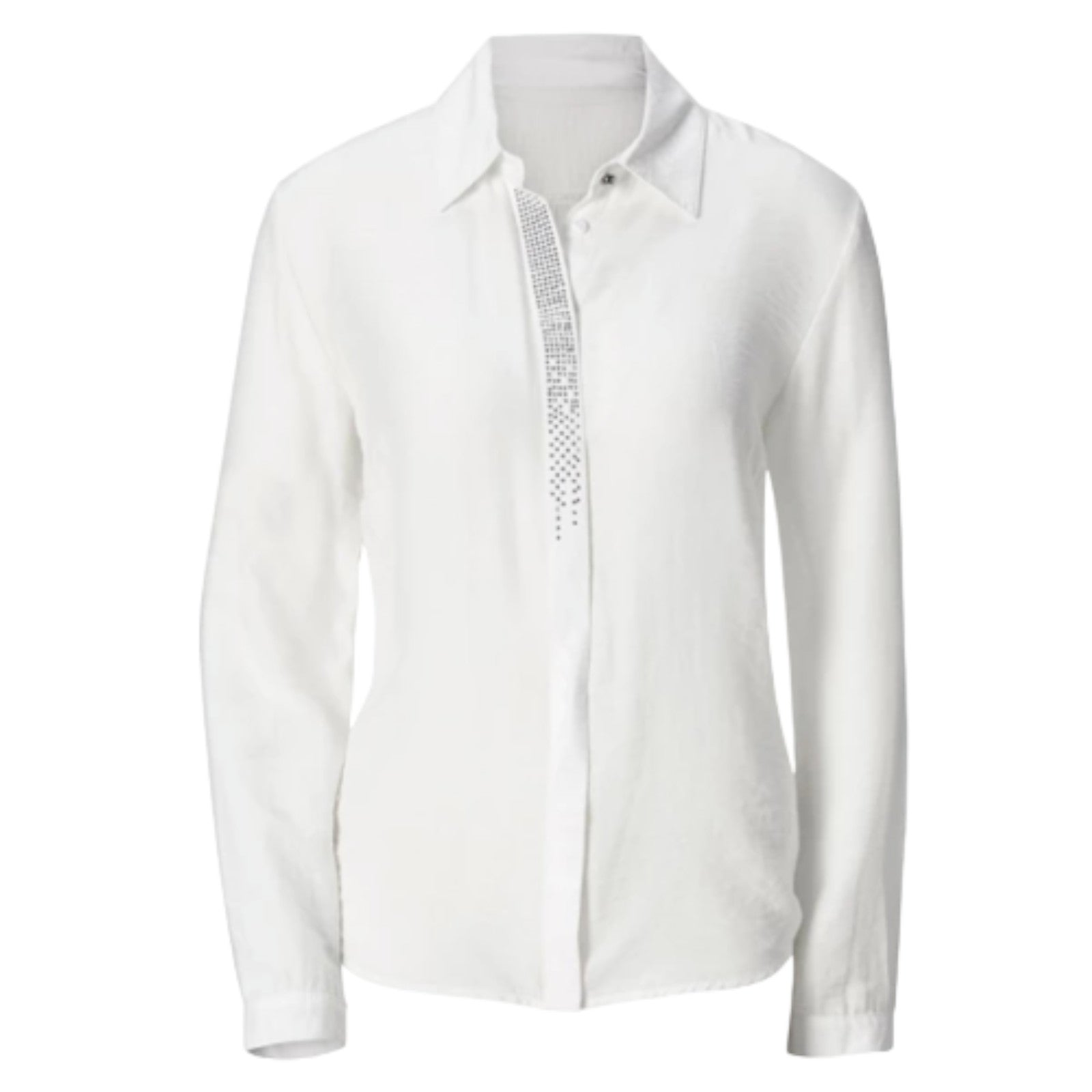 Alessa W Silver Rhinestone Embellished Blouse Size 26 White Ecru Ladies Top Wear