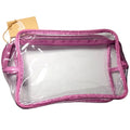 Boots Clear Cosmetics Bag Pink Coloured Trim Plain Beauty Rectangular Make-up
