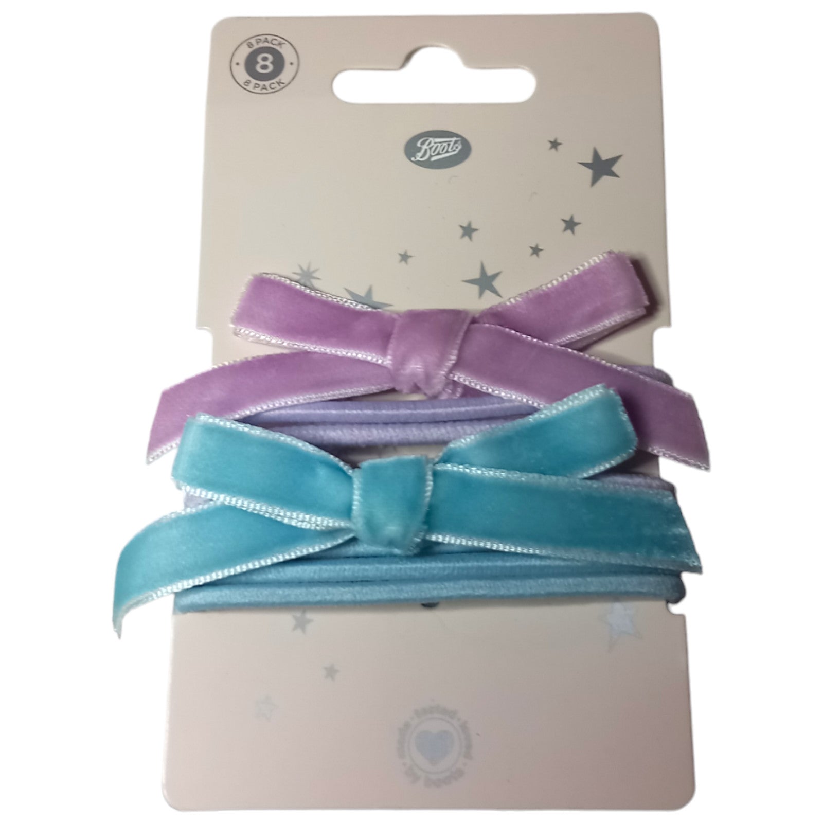 Boots Kids Hair Bobbles Bows Blue Lilac 8 Ponybands Accessory Style Colour Bands