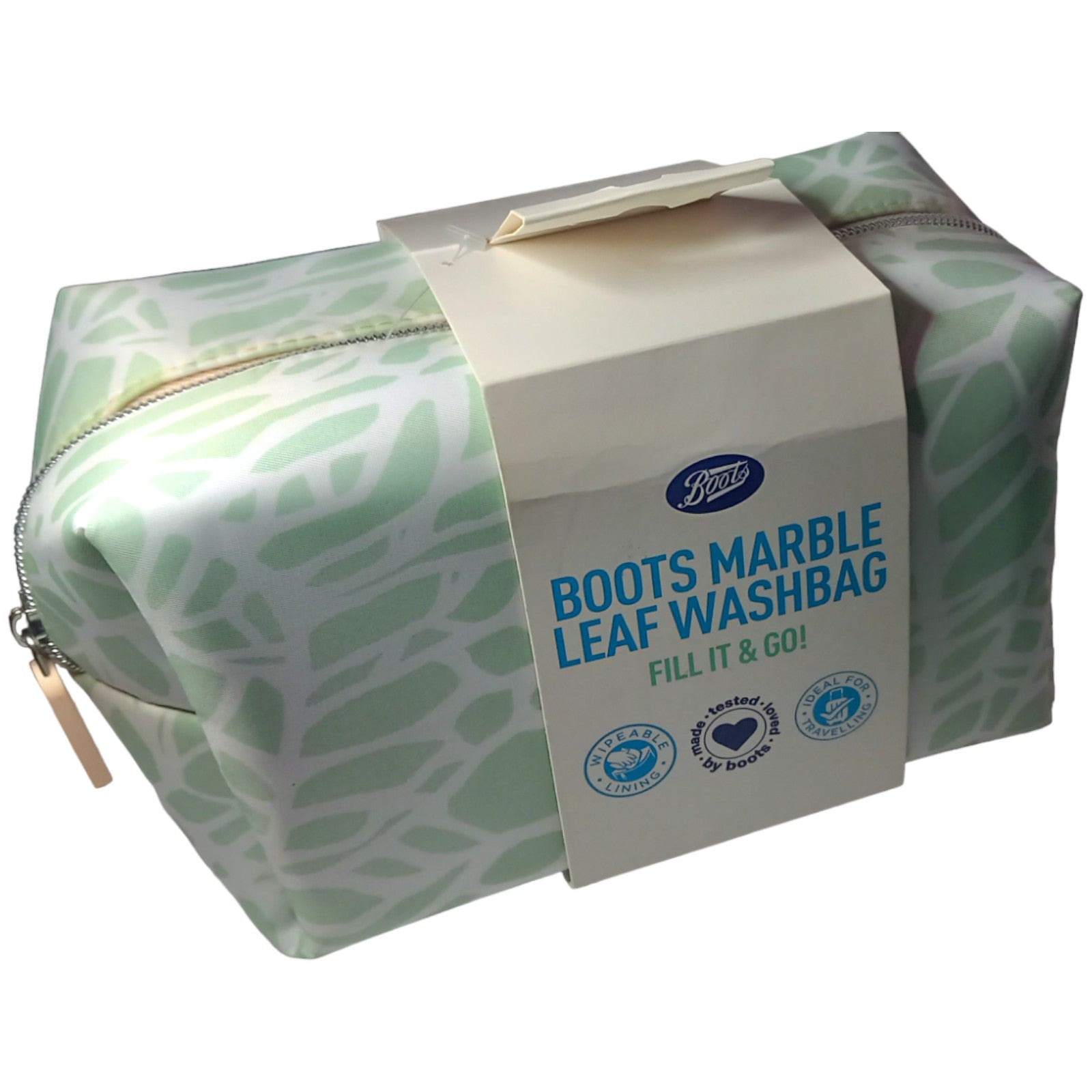Boots Wash Bag Marble Leaf Green White Make-up Cosmetics Travel Tools Holiday