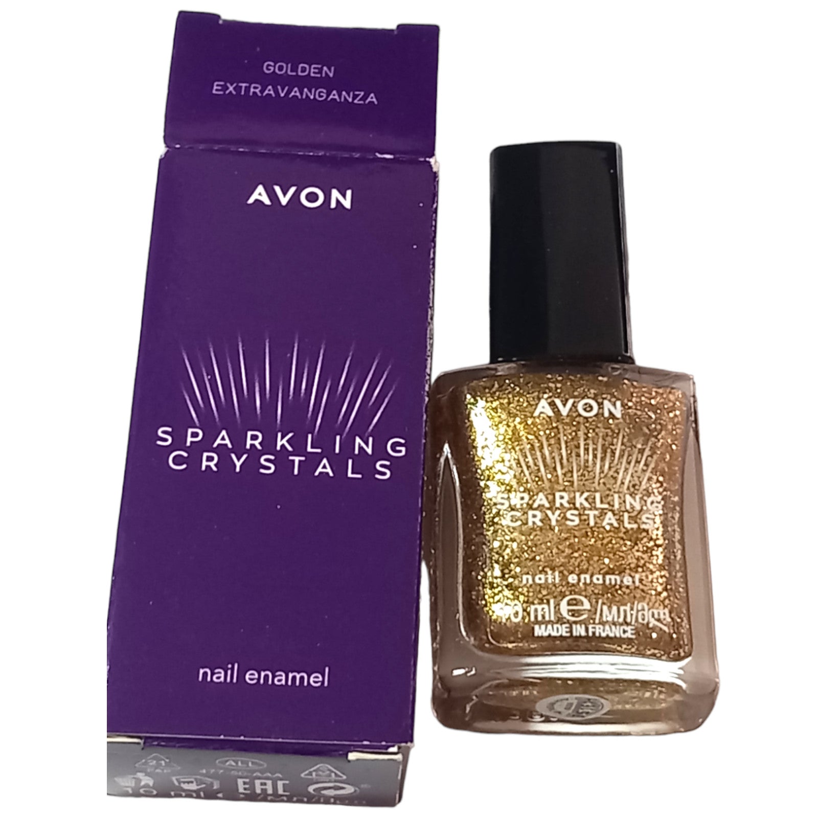 Avon Nail Polish Varnish 10ml Golden Extravanganza Colour Sparkling Crystals