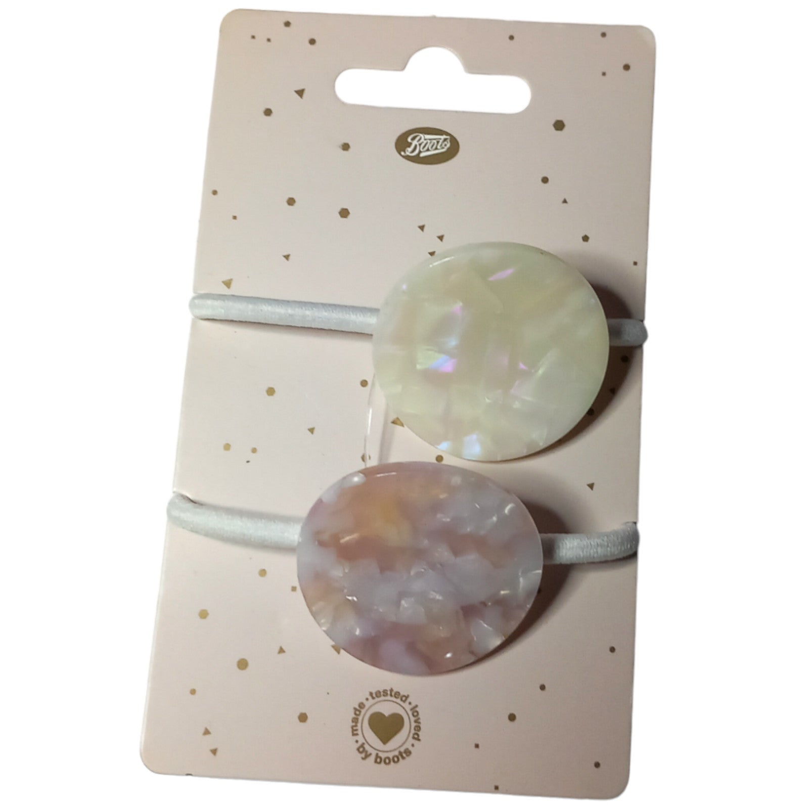 Boots Bobbles Marble Discs Hair Bands 2s Accessory Style Colour Ponybands Beige