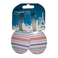 Luggage Tags Pair Striped Holiday Suitcase Bag Identification Travel Name Wilko