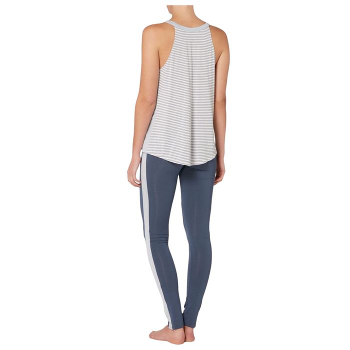DKNY Logo Tank Top Large White Grey Stripe Genuine Authentic Ladies Women Strap