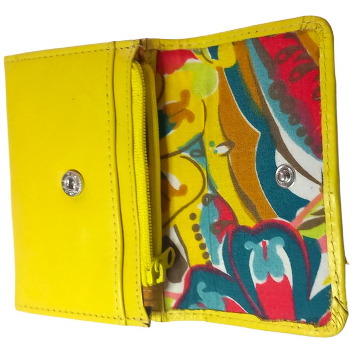 Purse Small Leather Bow Yellow Ladies Women Wallet Genuine Cash Money Colour