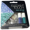 Elegant Touch Nail Art Kit Luna Glitter Studs Sealer Applicator Dazzle Tip