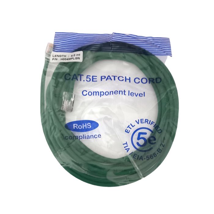 Patch Cord Cable 4m Green H004MPLGN Ethernet Network ETL RoHS Component CAT.5E