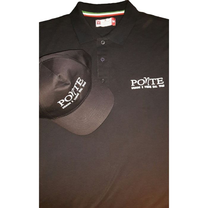 Ponte Polo Shirt Hat Set Uomini E Vigne Dal 1948 Black Wine Vineyard Merch Italy