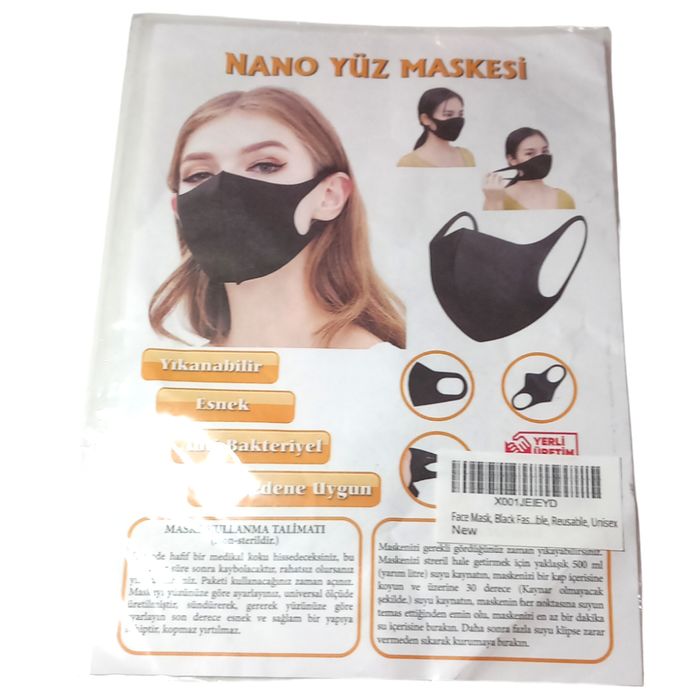 Black Reusable Adult Unisex Face Mask