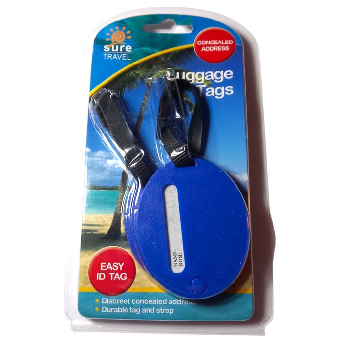 Sure Travel Blue Luggage Tags Pair Discreet Concealed Address