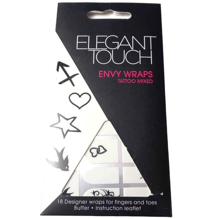 Elegant Touch Envy Nail Wraps Tattoo Mixed Designer Nails Quick Easy Trim Go Tip