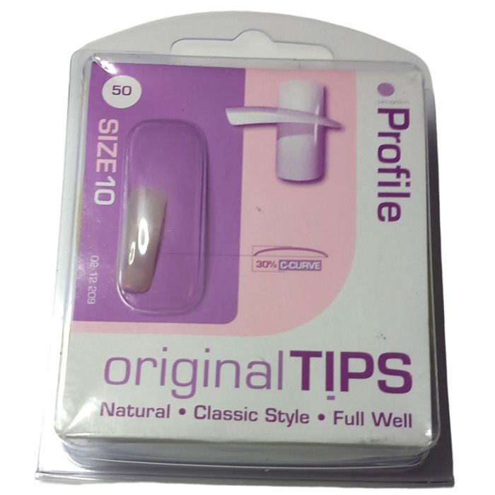 Salon System False Nail Tips Size 10 50pc Full Well Classic Profile Original Tip