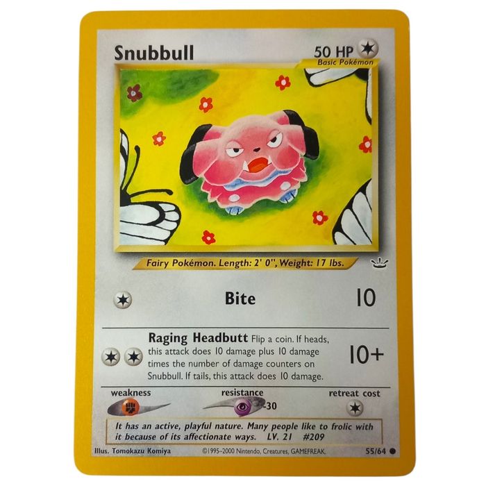 Pokémon Snubbull 55/64 Neo Revelation Common Vintage TCG Card – MP WOTC