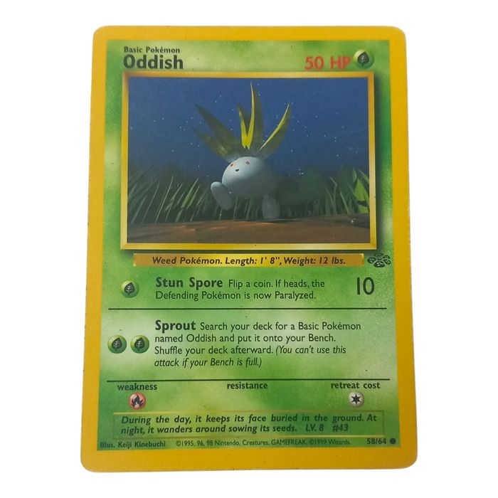 Pokémon Oddish 58/64 Jungle Common WOTC Vintage TCG MP