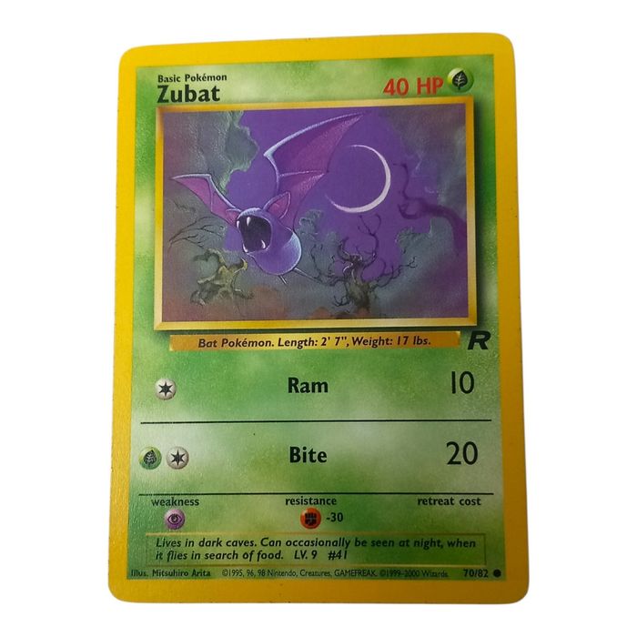 Pokemon Zubat 70/82 Team Rocket Common WOTC Vintage TCG MP
