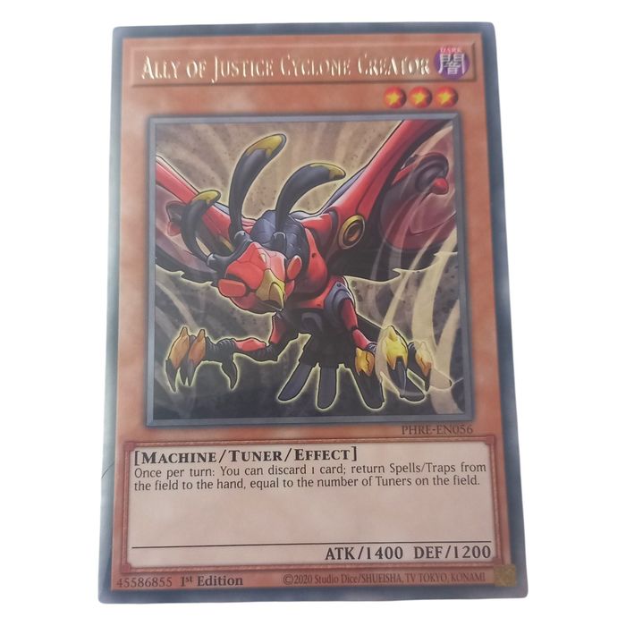 Ally of Justice Cyclone Creator PHRE-EN056 Rare 1st Edition NM Yu-Gi-Oh TCG Card