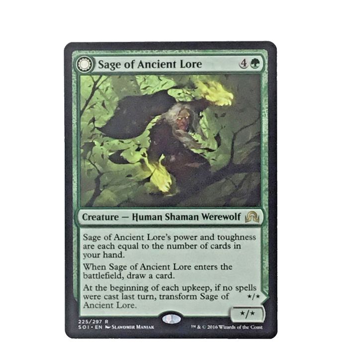 MTG Double Faced Card Sage of Ancient Lore Werewolf Hunger Shadows Wizards Coast
