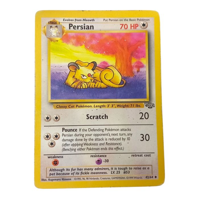 Pokémon Persian 42/64 Jungle Uncommon WOTC Vintage TCG MP