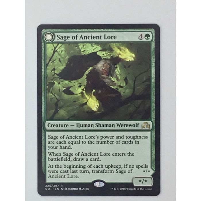 MTG Double Faced Card Sage of Ancient Lore Werewolf Hunger Shadows Wizards Coast