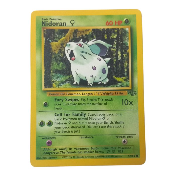 Pokémon Nidoran Female 57/64 Jungle Common WOTC Vintage TCG MP
