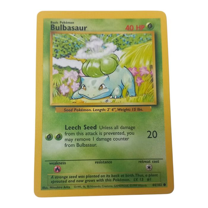 Pokémon Bulbasaur 44/102 Base Set Common WOTC Vintage TCG MP